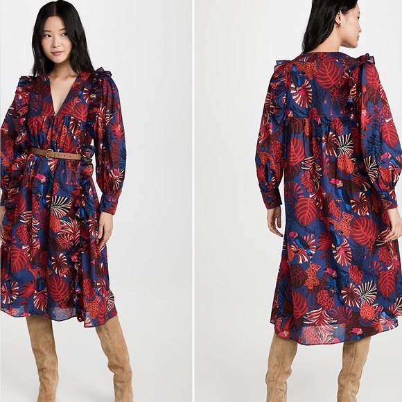 NWT- FARM Rio Cotton Midi Dress - Picture 3 of 5